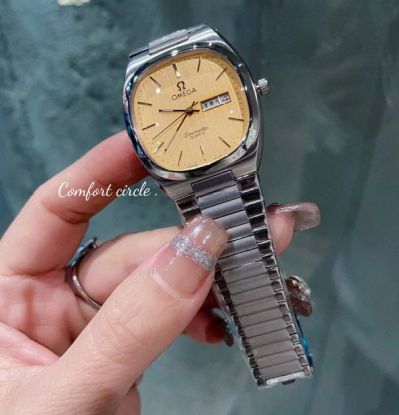 Omega Vintage Seamaster Quartz Movement 36MM Yellow Dial Lady Watch
